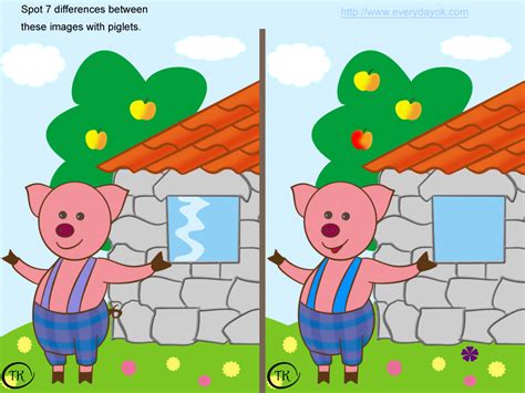 Spot the differences between two pictures. Spot 7 differences between two little piglets - EverydayOK