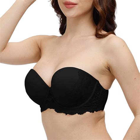 Bfits Women Push Up Strapless Padded Bra Convertible Clear Back Straps