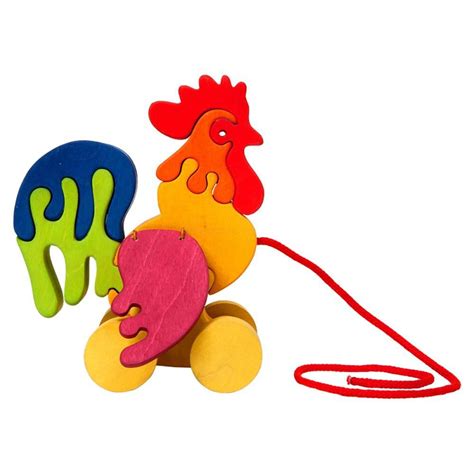 Fauna Trade Wooden Pull Along Rooster Bella Luna Toys Wooden Ride