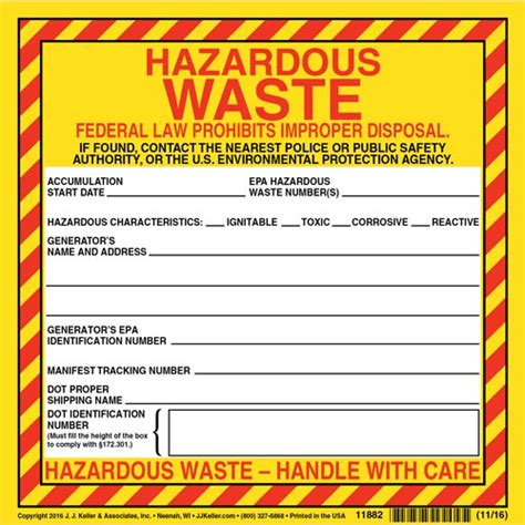 Hazardous Waste Label Vinyl Continuous Format
