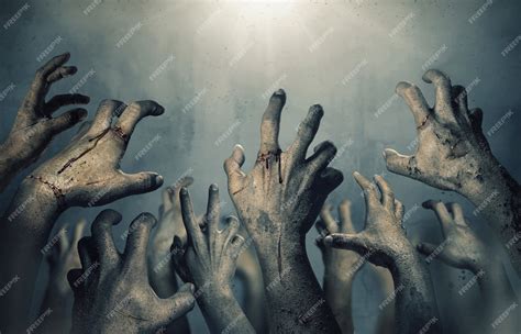 Premium Photo Zombie Hands Rising In Dark Halloween Night