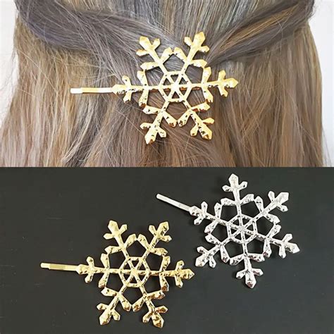 1pc Hollow Snowflake Hair Pin Hair Clip Hairpin Women Girls Fashion