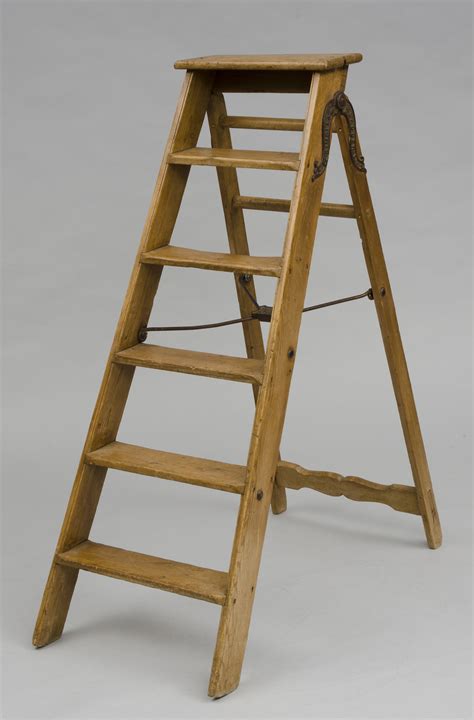 Antique English Victorian Pine Step Ladder Labeled Simplex Ladder