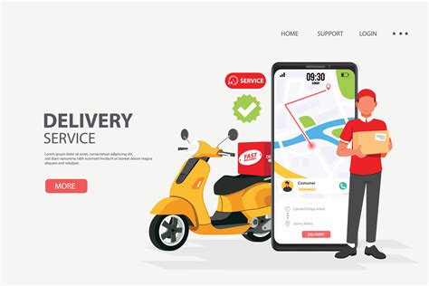 Fast And Free Delivery By Scooter Perfect For Landing Page Delivery