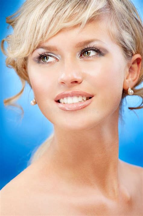 Smiling Blonde In Joyful Admiration Stock Image Image Of Cosmetics