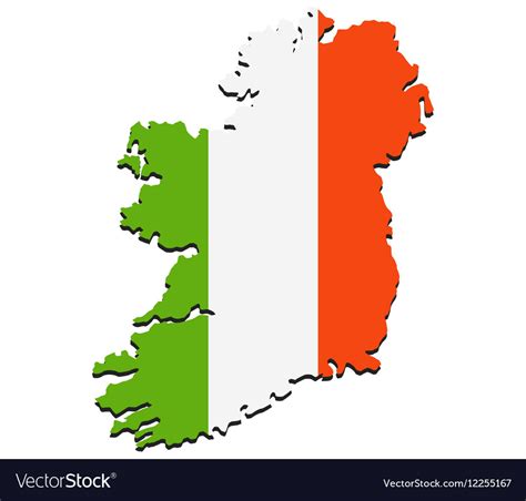Map Of Ireland With Flag Royalty Free Vector Image