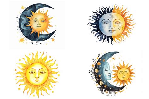 Celestial Sun And Moon By Artsy Fartsy Thehungryjpeg