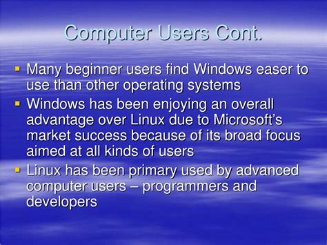If you wish to see the uid and all groups associated with a user, enter id without any options, as follows PPT - Linux vs. Windows PowerPoint Presentation, free ...