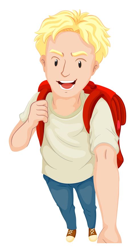Man With Red Backpack 550087 Vector Art At Vecteezy