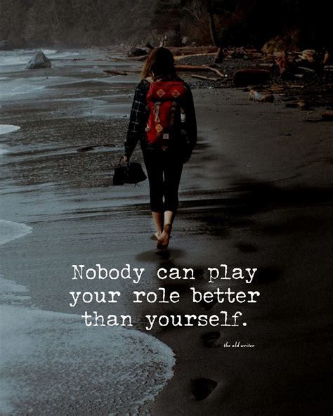 A Woman Walking On The Beach With A Quote About Nobody Can Play Your