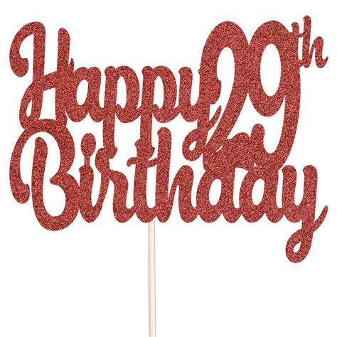 Happy 29th Birthday Glitter Cake Topper Party Celebration Etsy