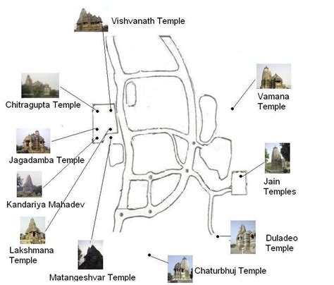 Map Of Khajuraho Temple Complex Showing Locations Of Various Temples