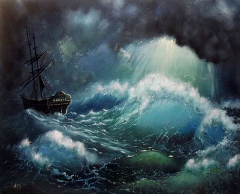 Night Storm Stormy Waters Ocean Storm Ocean Scene Painting
