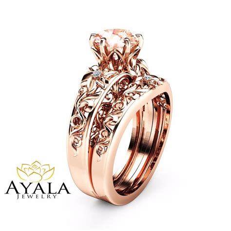 Most of our bridal ring sets are available. Morganite Wedding Ring Set 14K Rose Gold Morganite Rings ...