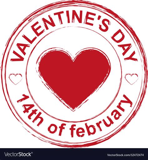 February 14 Valentines Day Red Stamp Imprint Vector Image