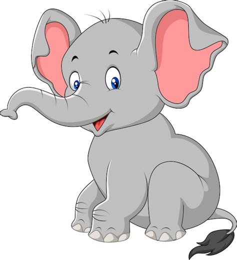 Dibujos Animados Lindo Bebé Elefante Sentado Vector Premium