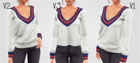V Neck College Sweater At Elliesimple Sims 4 Updates
