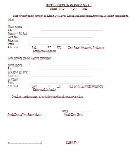 Contoh Surat Numpang Nikah - Contoh Surat