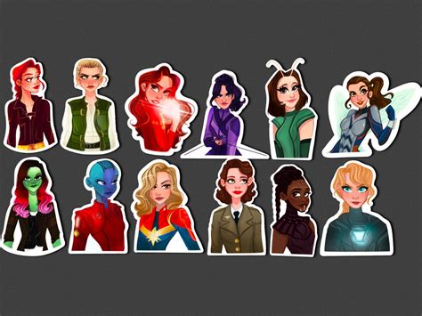 Female Mcu Characters Vinyl Sticker Pack Etsy