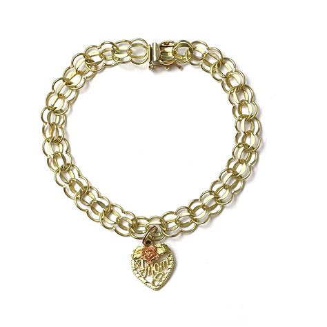 10k Gold 1 Mom Charm Bracelet