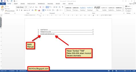 Cara Membuat Titik Titik Daftar Isi Pada Microsoft Word Terbaru My