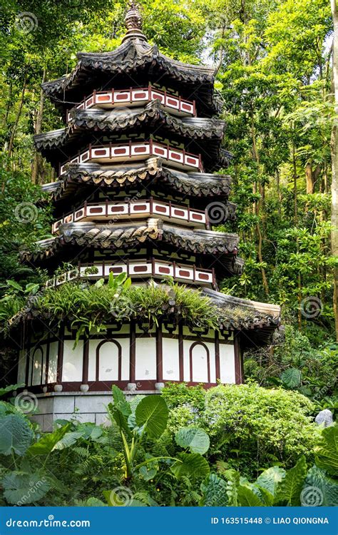 The Pagoda Surrounded By Trees In Shenzhen International Garden And