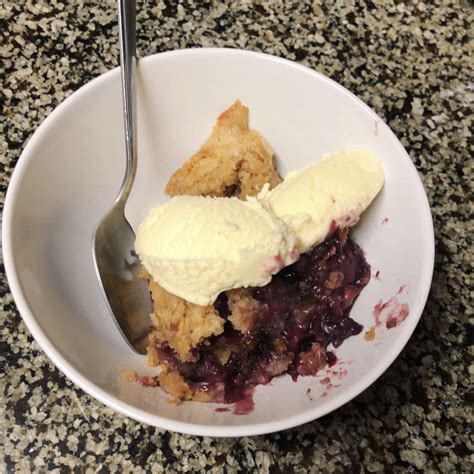 Slow Cooker Mixed Berry Cobbler With Vanilla Ice Cream Tasted Like It