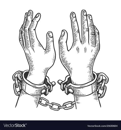 Hands In Handcuffs Engraving Royalty Free Vector Image