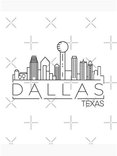 Dallas Texas Skyline Line Art Black Poster For Sale By