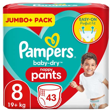 Pampers Baby Dry Nappy Pants Size 8 43 Nappies 19kg Jumbo Pack
