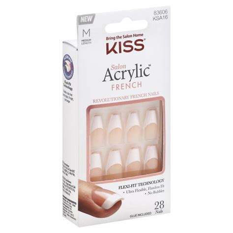 Kiss Salon Acrylic Nails French Medium Length 28 Ea