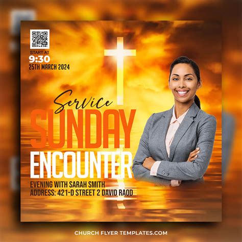Sunday Service Church Flyer With Cross Background Church Flyer