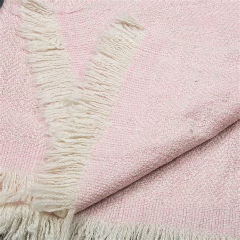 Baby Pink Cashmere Baby Pashmina Throw Blanket In Herringbone Weave