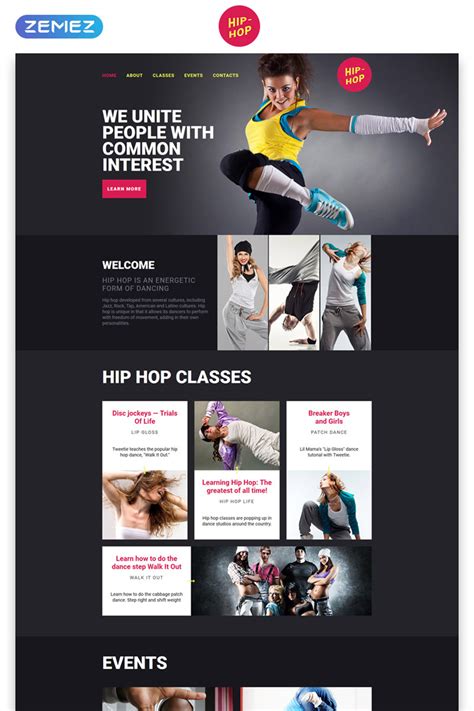 dance studio responsive landing page template