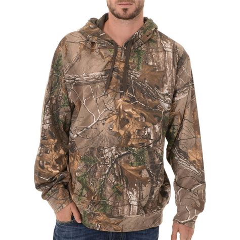 Realtree And Mossy Oak Mens Camo Performance Pullover Fleece Hoodie