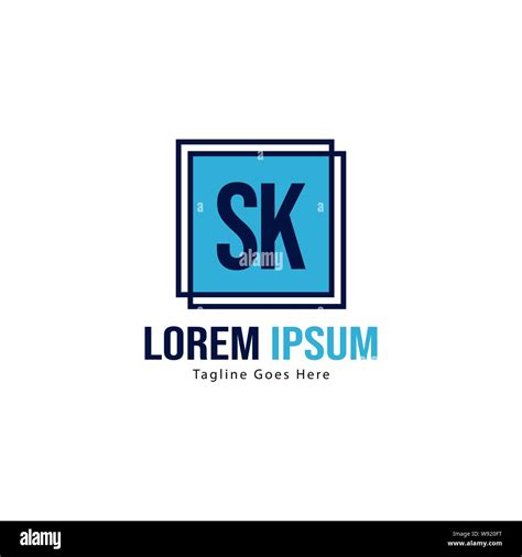 Initial Sk Logo Template With Modern Frame Minimalist Sk Letter Logo