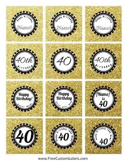 These wedding anniversary themed cupcake toppers are perfect for the happy couple. 40th Birthday Cupcake Toppers - Free & Customizable