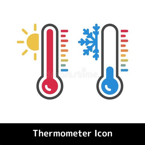 Flat Thermometer Icon For Hot And Cold Temperature Symbols Stock Vector