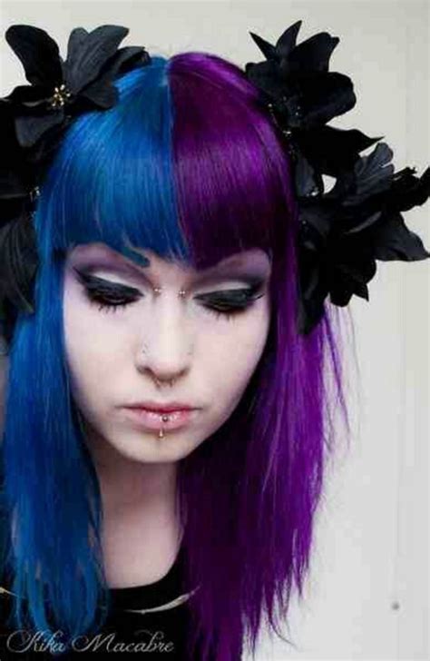 25 Half Half Hair Purple 643806 Half Teal Half Purple Hair