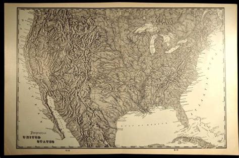 Topographic Map United States Terrain Physical Antique With Images