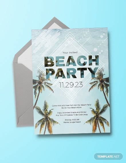 Beach party invitation poster, flyer or leaflet template with cartoon characters. 12+ Beach Party Invitations - PSD, AI, Word, Pages | Free ...