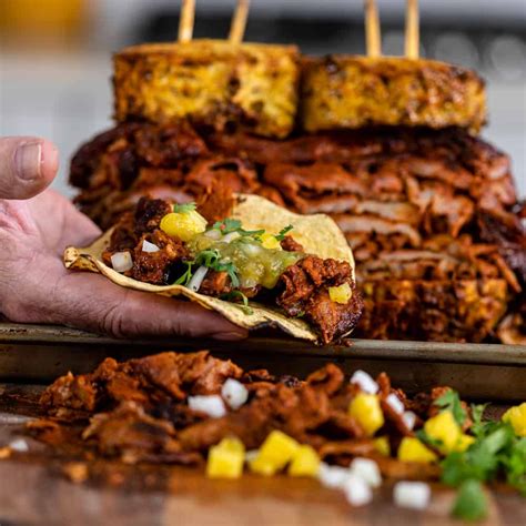 Tacos Al Pastor Feature Marinated Pork Fresh Pineapple And Spices Grilled To Perfection Make
