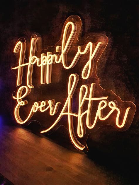 Happily Ever After Neon Sign Backdrop For Reception Bedroom Etsy