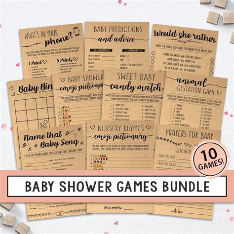 Shower Game Bundle Baby Shower Game Printable Instant Etsy