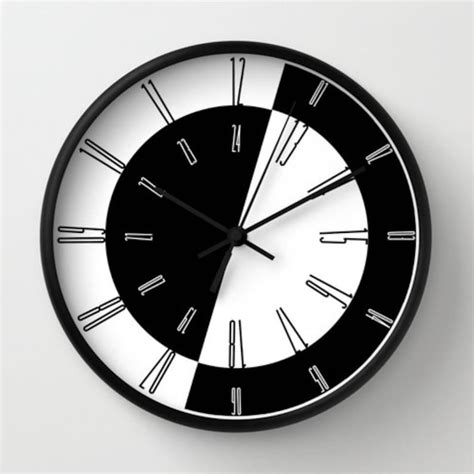 Black And White Wall Clock Clock With Numbers Contemporary Etsy