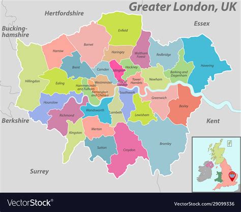 Map Greater London Uk Royalty Free Vector Image