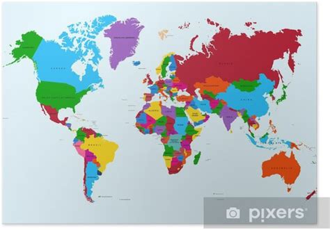 Posterler Dunya Haritasi Renkli Ulkeler Eps10 Vektor Dosyasi Atlas