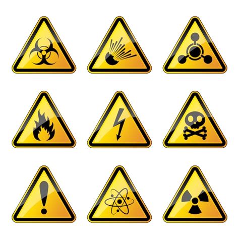 Conjunto de señales de advertencia de peligro Vector Premium