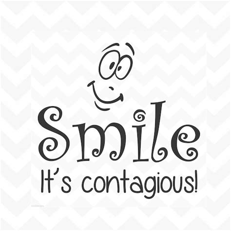 Smile Its Contagious Vinyl Wall Art Sticker Words Happy Etsy