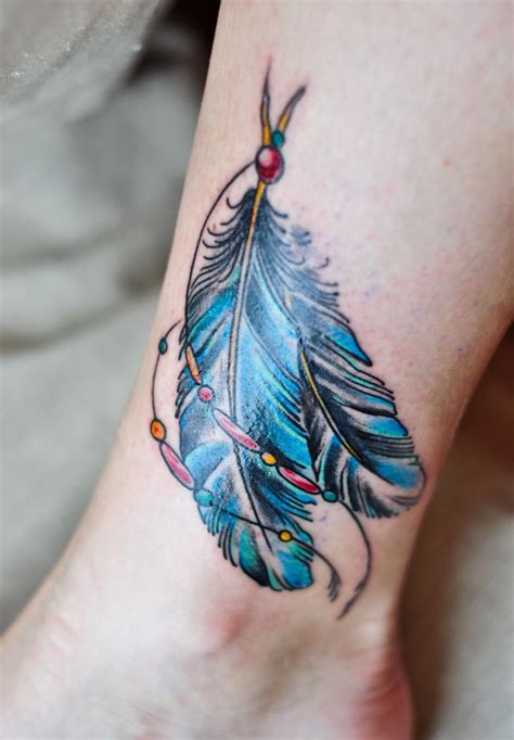 Colorful Indian Feather Tattoo